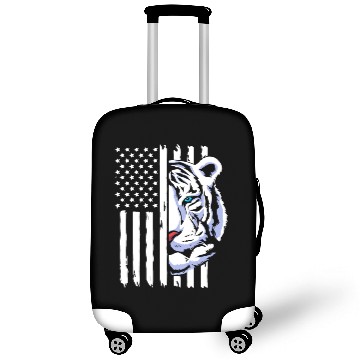 Discover 4th Of July American Flag White Tiger Luggage Covers