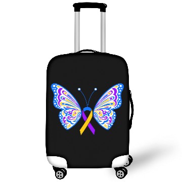 Discover Bladder Cancer Purple Yellow Blue Ribbon Butterfly Luggage Covers