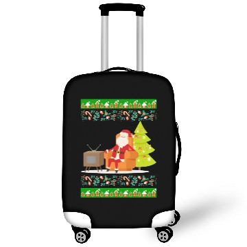 Discover Funny Santa Watching Tv Joyful Christmas Gift Luggage Covers