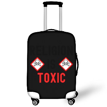 Discover RELIGION Is TOXIC Skull Crossbones toxicity symbol Luggage Covers