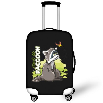 Discover Sweet Little Raccoon with Butterfly Luggage Covers