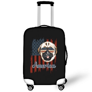 Discover Funny pug american flag, 4th of july gift Luggage Covers