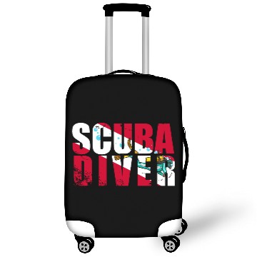 Discover Scuba Diver Red White Flag Vintage Scuba Diving Luggage Covers