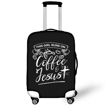 Discover This Girl Runs on Coffee and Jesus for Religious Luggage Covers
