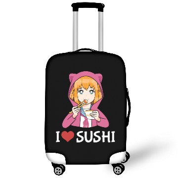 Discover Kawaii Anime Girl I Love Sushi Luggage Covers