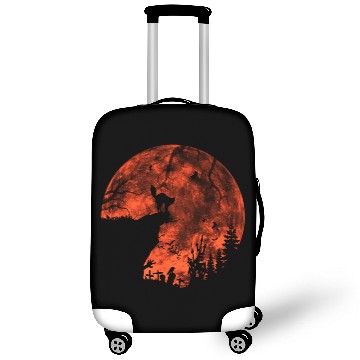 Discover Cat Red Moon trick or treat Bats Forest Halloween Luggage Covers