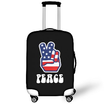 Discover Womens Peace Sign US Flag Stars Stripes Hippie Luggage Covers