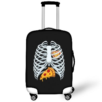 Discover Funny PIzza Skeleton Rib Cage Halloween Costume Luggage Covers