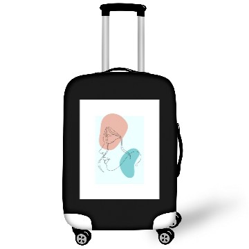 Discover beige minimalist woman line art Luggage Covers