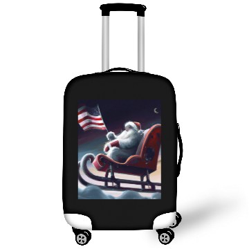 Discover Patriotic Christmas Funny Santa Claus With Sled Luggage Covers