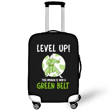 Discover Level Up! This women is now a green belt Luggage Covers