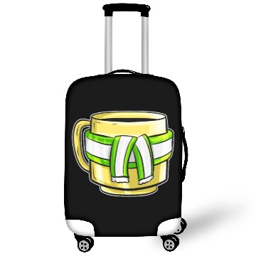 Discover Autumn Beaker With Green White Striped Scarf For Luggage Covers