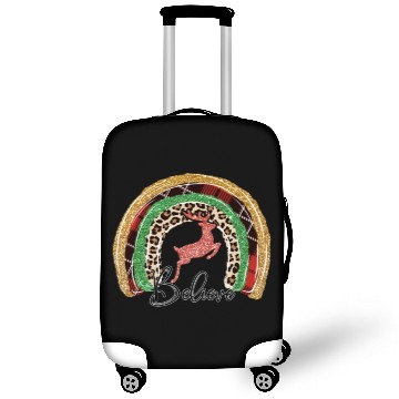 Discover Xmas Christmas Believe Deer Buffalo Plaid Luggage Covers