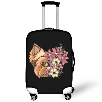Discover Yorkshire Terrier Dog Yorkie Face Flowers Luggage Covers