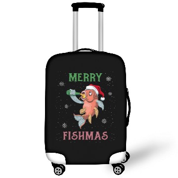 Discover Fish Merry Fishmas Christmas Fisher Gift Luggage Covers