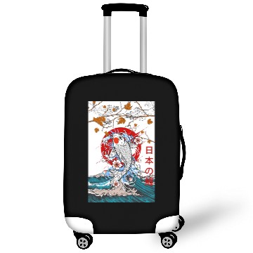 Discover Great Wave off Kanagawa Japanese Blossom Koi Fish Luggage Covers