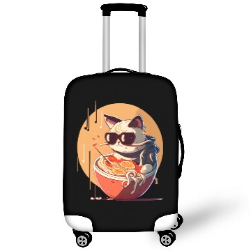 Discover cat eating Chinese food,cute design for Meow lover Luggage Covers