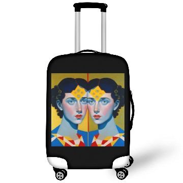 Discover Symmetrical baroque painting blue and yellow Luggage Covers