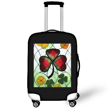 Discover Red plaid Shamrock with Yellow Poppies (AI Art) Luggage Covers