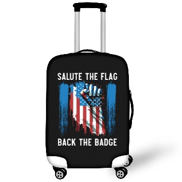 Discover Salute The Flag Back The Badge Cop Law Enforcement Luggage Covers