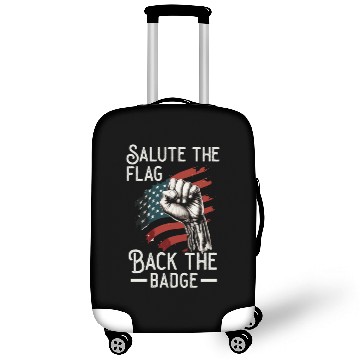 Discover Salute The Flag Back The Badge Cop Law Enforcement Luggage Covers