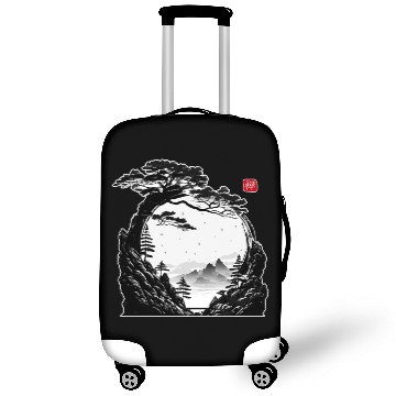 Discover Japanese Zen Circle Landscape Buddhism Bonsai Tree Luggage Covers