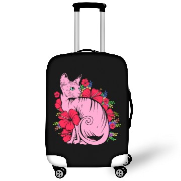 Discover Cat Owner Pet Kitten Sphynx Cat With Flowers Luggage Covers