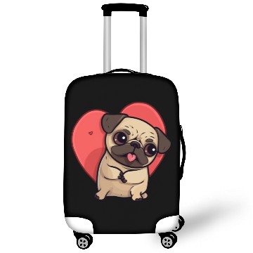 Discover Cute Pug in Love, Big Heart Luggage Covers