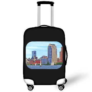 Discover Manhattan NY - Boats By Manhattan Skyline Luggage Covers