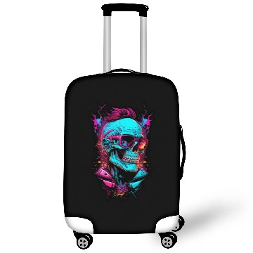 Discover Hipster retro 80s skull neon trend punk metal rock Luggage Covers