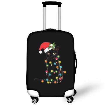 Discover Black Santa Cat Tangled Up In Lights Christmas Luggage Covers