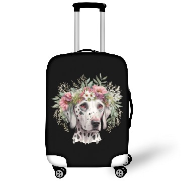 Discover Cute Dalmatian Flower Crown Pet Dog Breed Puppy Luggage Covers