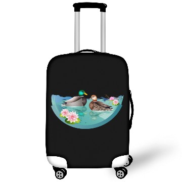 Discover Duck couple in a duck pond with water lilies Luggage Covers
