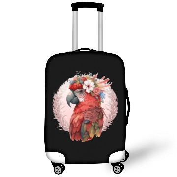 Discover Red Scarlet Macaw Flower Crown Parrot Watercolor B Luggage Covers