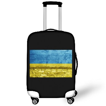 Discover Brick wall with Ukraine flag Luggage Covers