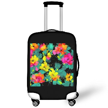Discover ABSTRACT PAINTING basecolor WATERBASE FLOWER BLACK Luggage Covers