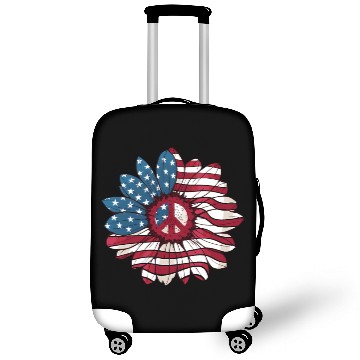 Discover American Flag Flower Independence Day Sunflower 4T Luggage Covers