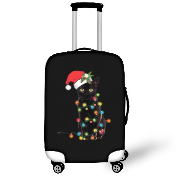 Discover Black Cat Santa Tangled Up In Lights Luggage Covers