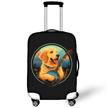 Discover Cute Yellow Lab Puppy Dog Playing Banjo Bluegrass Luggage Covers