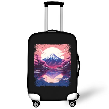 Discover Vaporwave Aesthetic Japan Sight Mount Fuji Volcano Luggage Covers