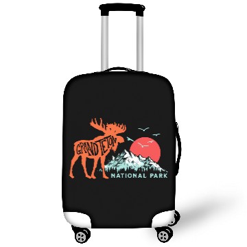 Discover Grand Teton National Park Moose Mountains Typograp Luggage Covers