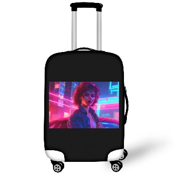 Discover Synthwave Girl - Anime Portrait in Neon Colors Luggage Covers