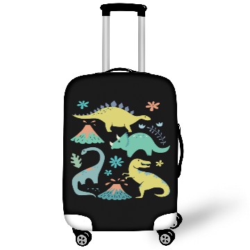 Discover Kawaii Dinosaur In Teal Yellow Coral Luggage Covers