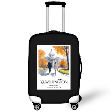 Discover Watercolor painting loving couple in Washington DC Luggage Covers