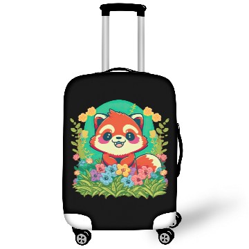 Discover A Rosy Cheeked Red Panda s Colorful Garden Luggage Covers
