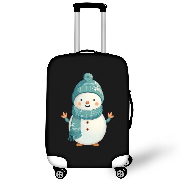 Discover Cute Snowman with Green Beanie and Scarf Luggage Covers