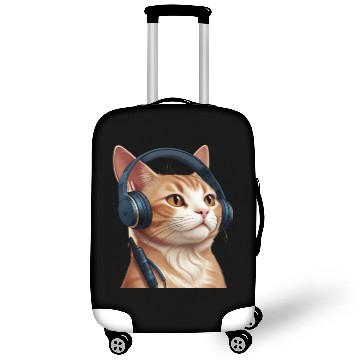 Discover Music Lover Cat V II on Unisex Poly Cotton Luggage Covers