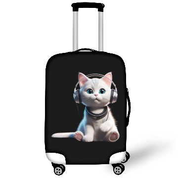 Discover Music Lover Cat V II on Unisex Poly Cotton Luggage Covers