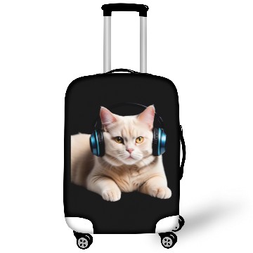 Discover Music Lover Cat V II on Unisex Poly Cotton Luggage Covers