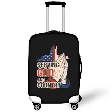 Discover Serving God And Country US Flag Cross Patriotic Ch Luggage Covers